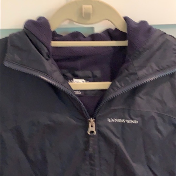 Lands end boys medium 10-12 navy rain jacket - Picture 2 of 5
